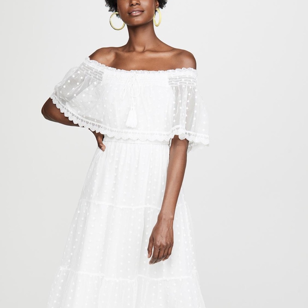 Cupcakes & Cashmere White off-the-shoulder lace midi dress! Size XS